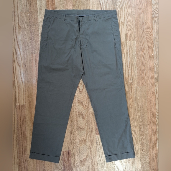 Jil Sander Pants - Jil Sander Olive Green Slim Trousers